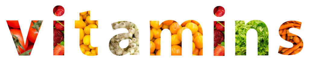 Vitamins Word Concept Made From Fruits And Vegetables